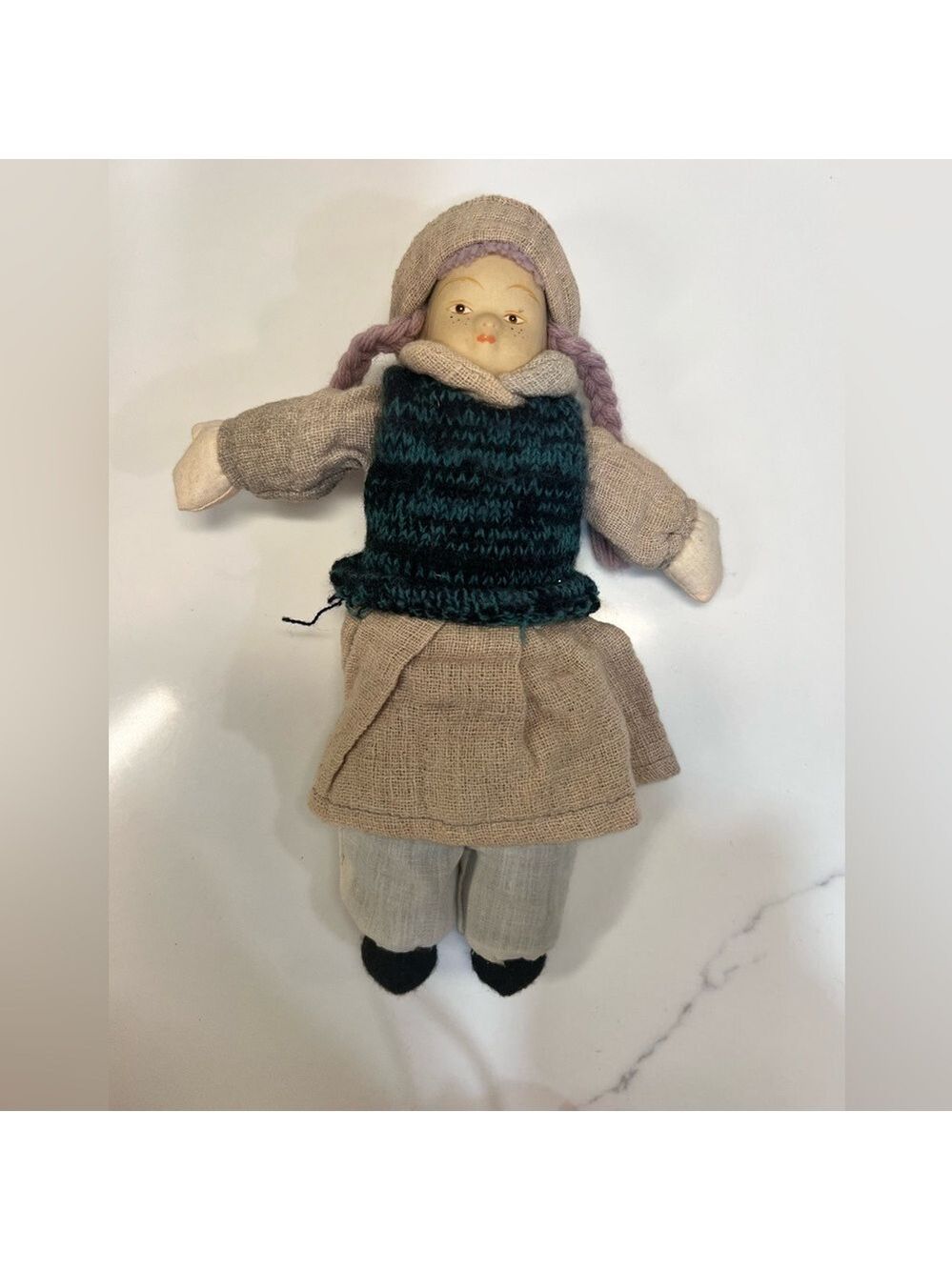 Vintage Albert E Price Inc Doll Porcelain face Purple Hair Girl